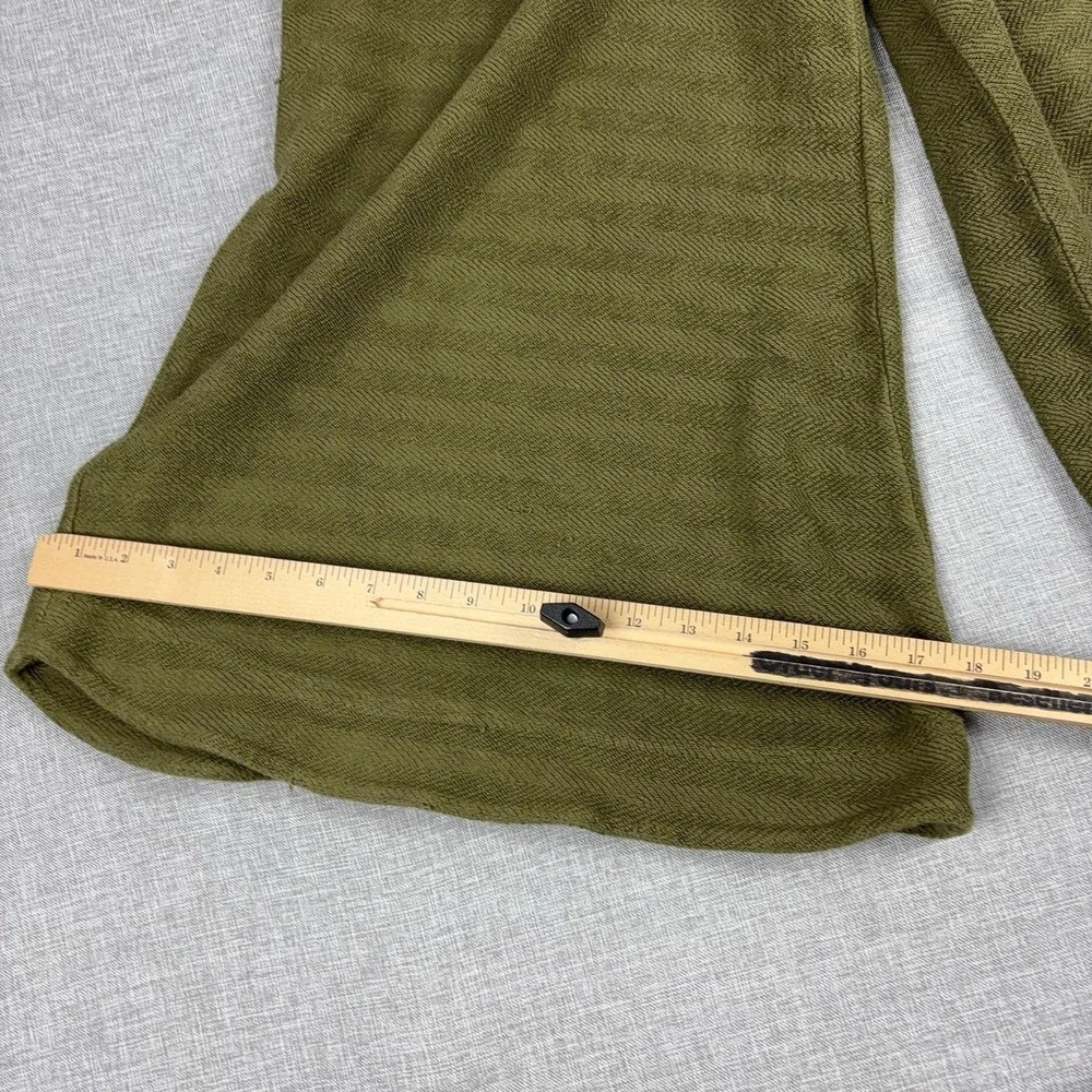 Free People FP Beach Pants Womens L Green Knit Cropped Wide Leg Lounge